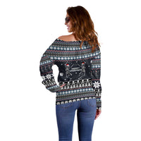 Skeleton Merry Creepmas Christmas Off Shoulder Sweater Xmas Holiday Patterns - Wonder Print Shop