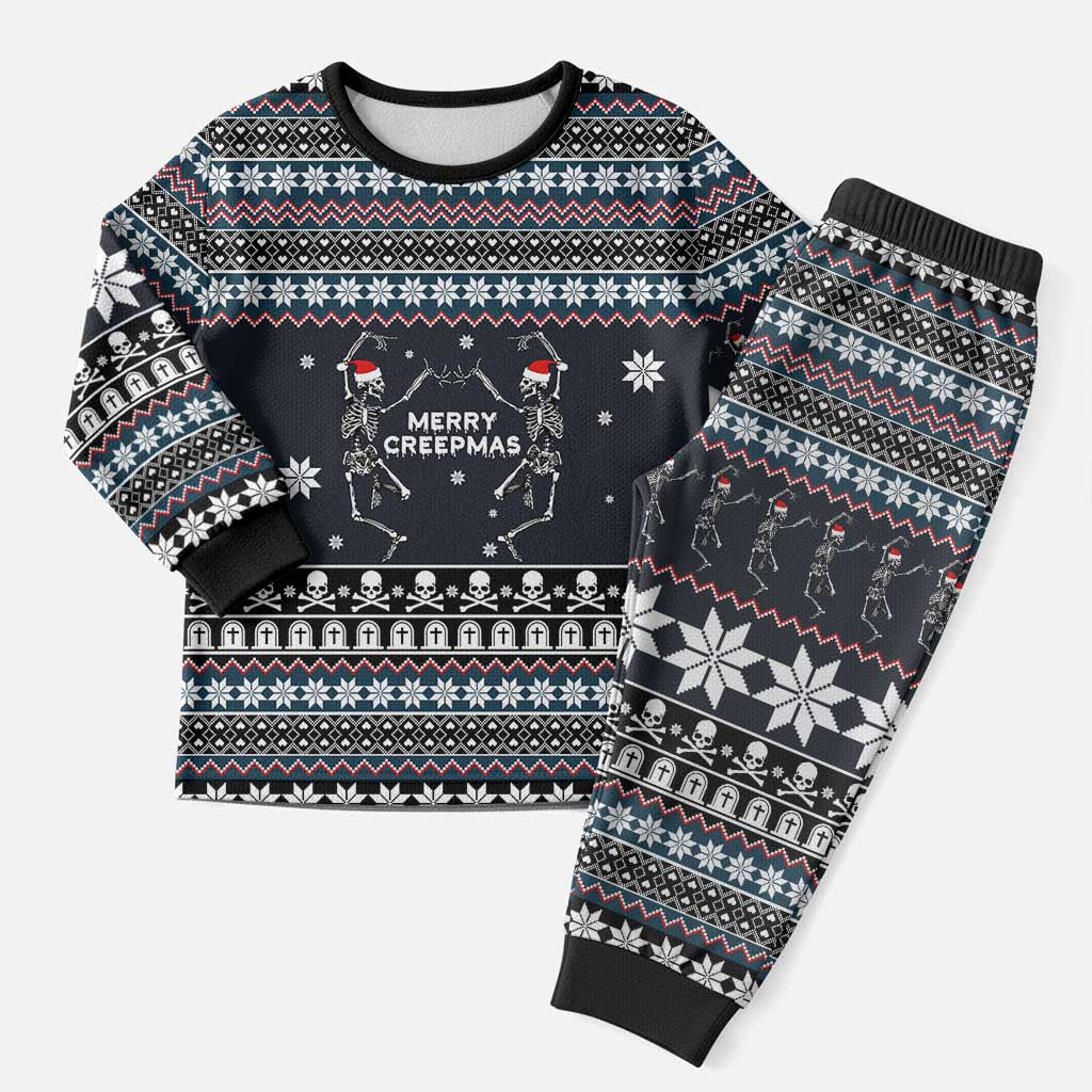 Skeleton Merry Creepmas Christmas Pajama Set Xmas Holiday Patterns - Wonder Print Shop