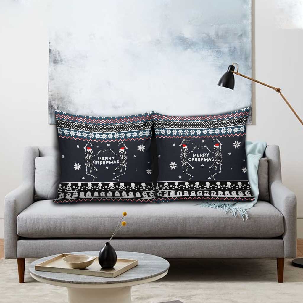 Skeleton Merry Creepmas Christmas Pillow Cover Xmas Holiday Patterns - Wonder Print Shop