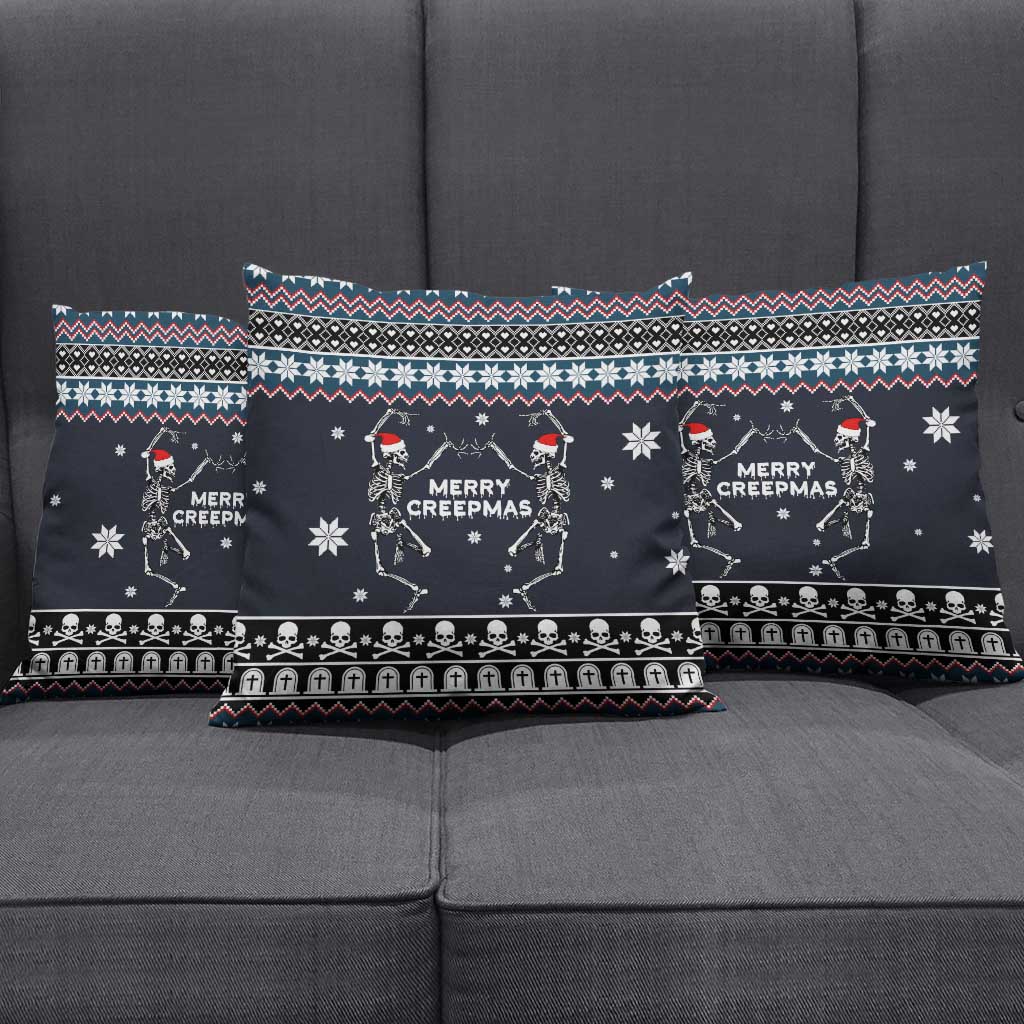 Skeleton Merry Creepmas Christmas Pillow Cover Xmas Holiday Patterns - Wonder Print Shop