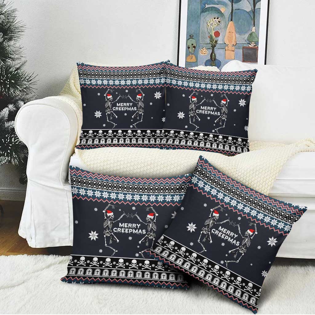 Skeleton Merry Creepmas Christmas Pillow Cover Xmas Holiday Patterns - Wonder Print Shop