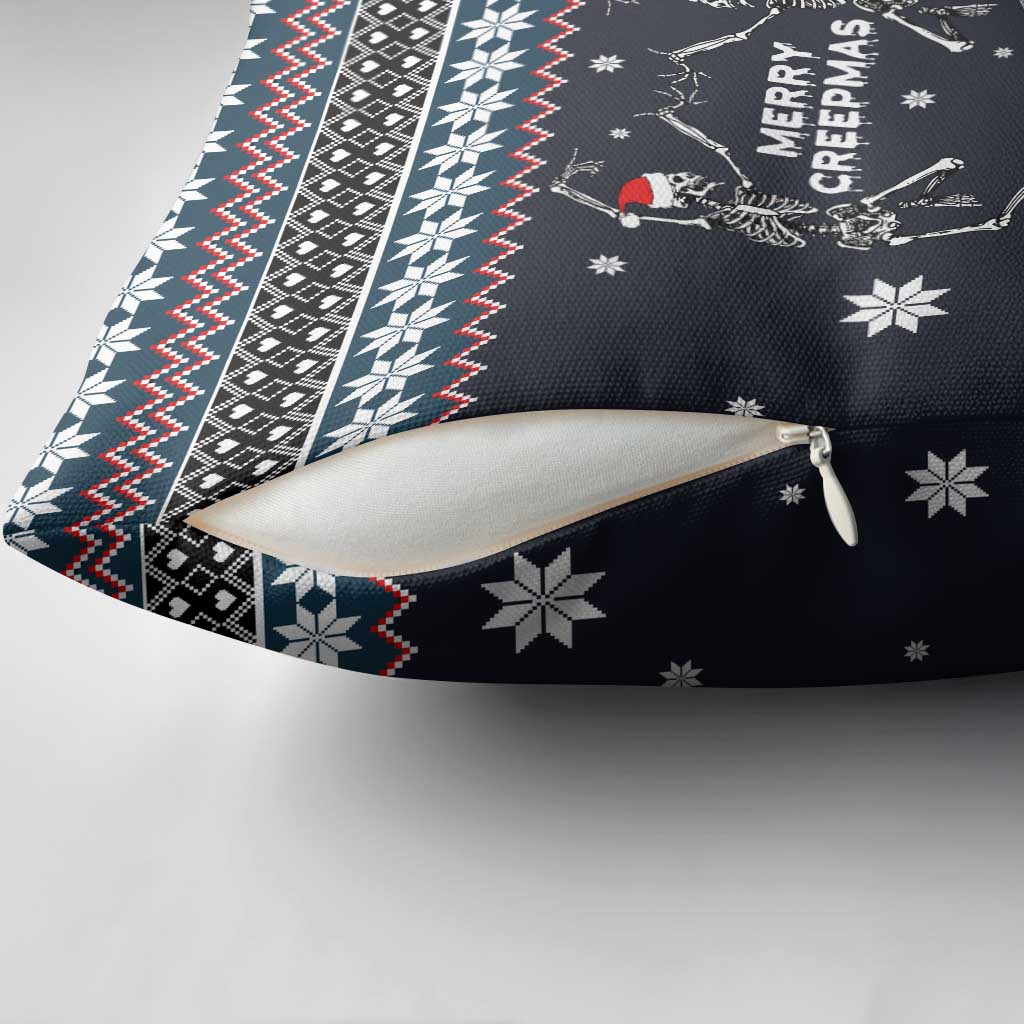 Skeleton Merry Creepmas Christmas Pillow Cover Xmas Holiday Patterns - Wonder Print Shop