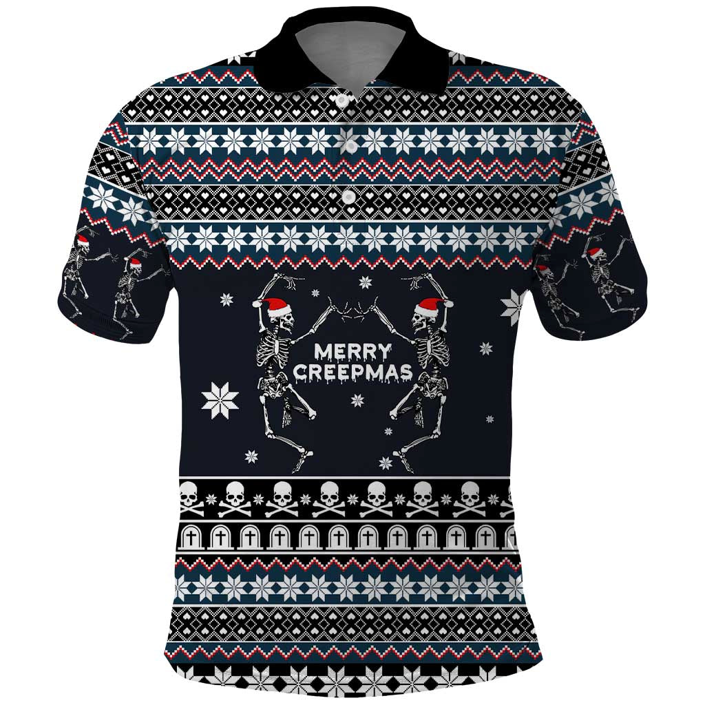 Skeleton Merry Creepmas Christmas Polo Shirt Xmas Holiday Patterns - Wonder Print Shop