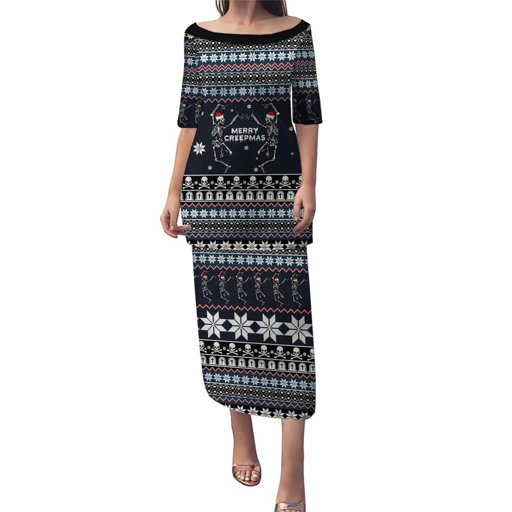 Skeleton Merry Creepmas Christmas Puletasi Xmas Holiday Patterns - Wonder Print Shop