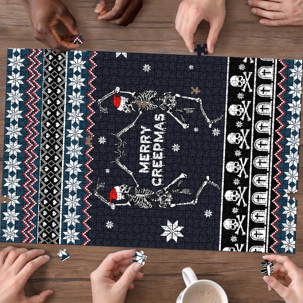 Skeleton Merry Creepmas Christmas Puzzle Xmas Holiday Patterns - Wonder Print Shop