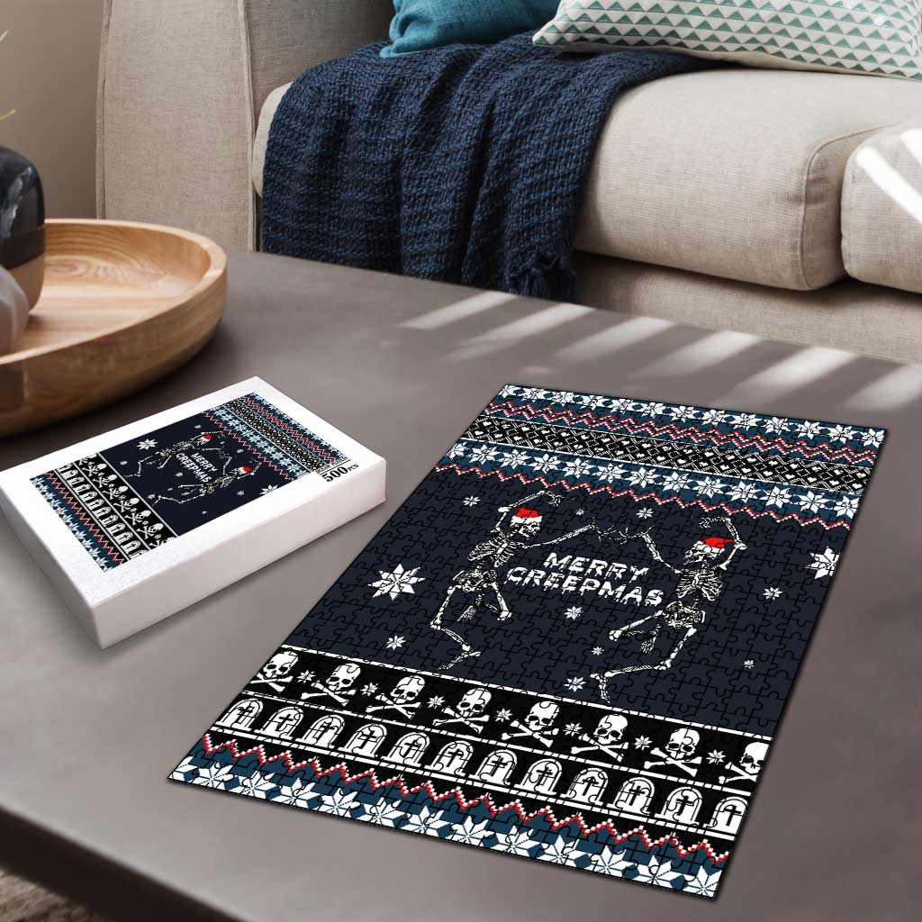 Skeleton Merry Creepmas Christmas Puzzle Xmas Holiday Patterns - Wonder Print Shop