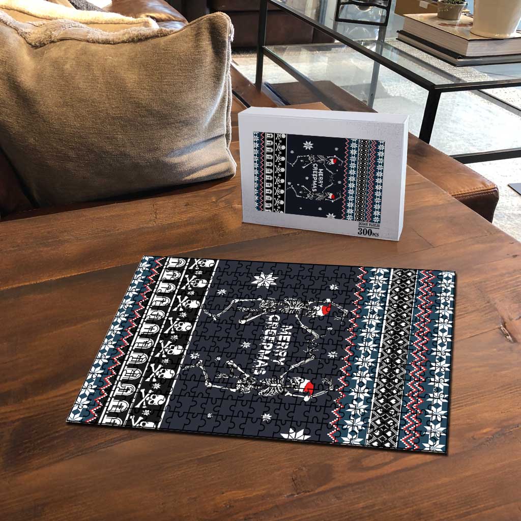 Skeleton Merry Creepmas Christmas Puzzle Xmas Holiday Patterns - Wonder Print Shop