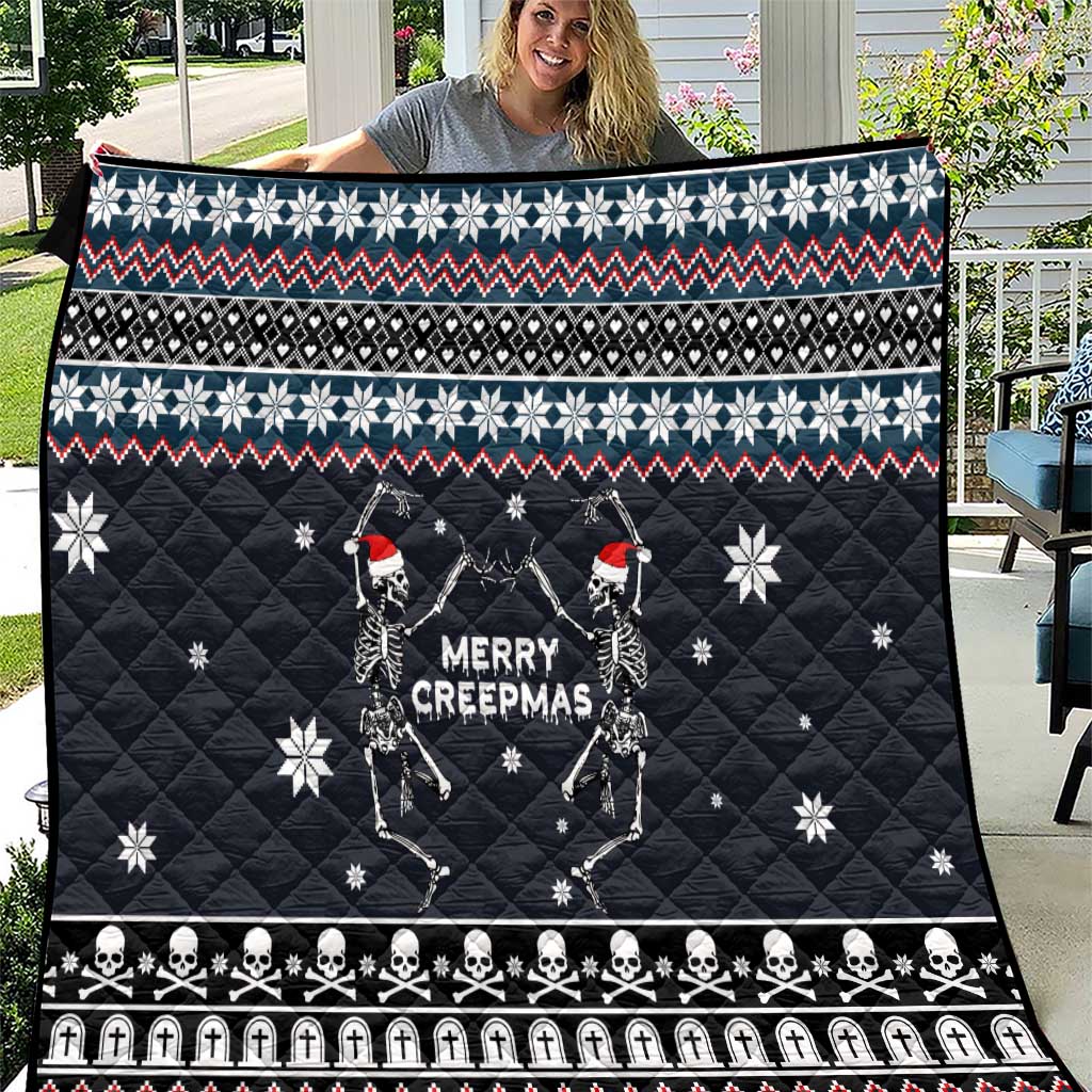 Skeleton Merry Creepmas Christmas Quilt Xmas Holiday Patterns - Wonder Print Shop