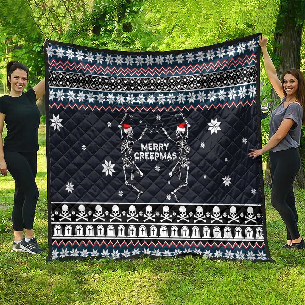 Skeleton Merry Creepmas Christmas Quilt Xmas Holiday Patterns - Wonder Print Shop