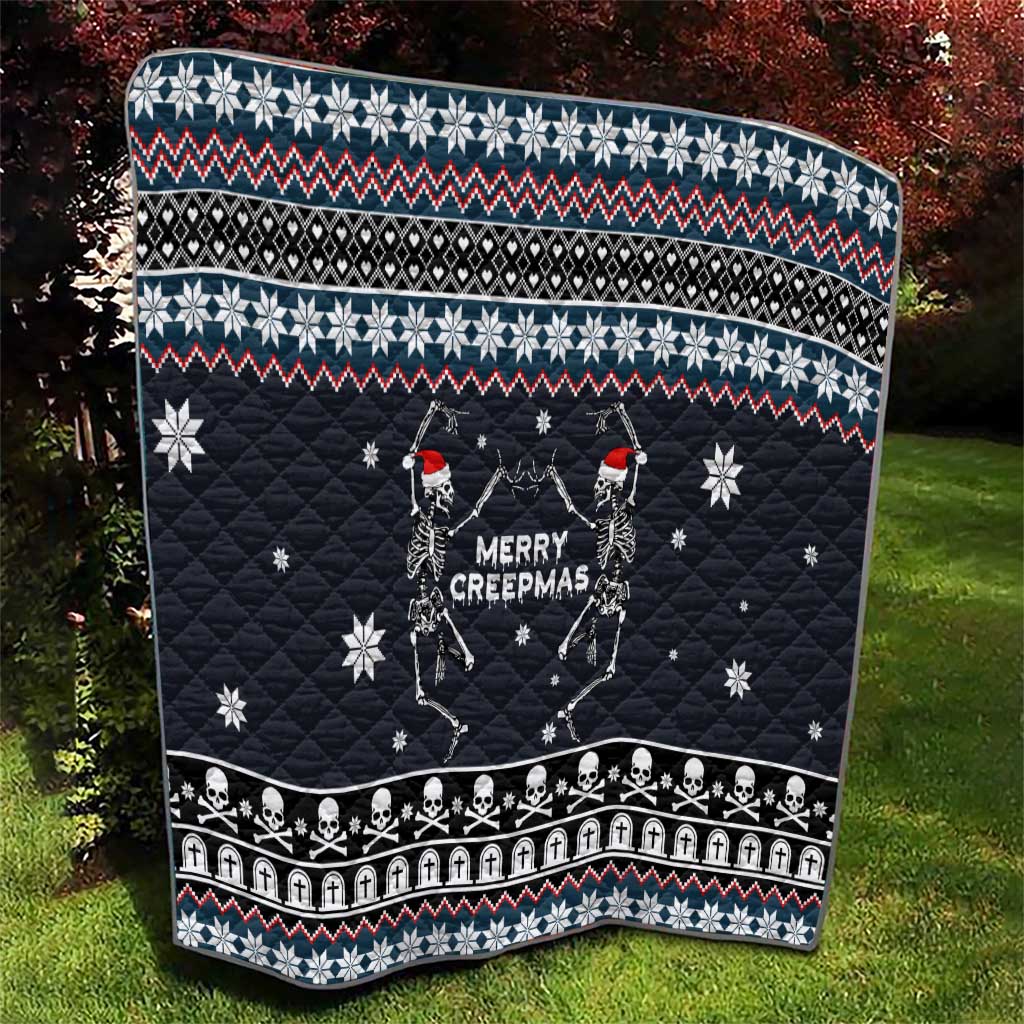Skeleton Merry Creepmas Christmas Quilt Xmas Holiday Patterns - Wonder Print Shop
