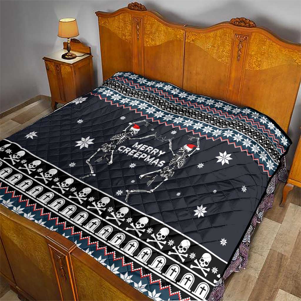 Skeleton Merry Creepmas Christmas Quilt Xmas Holiday Patterns - Wonder Print Shop