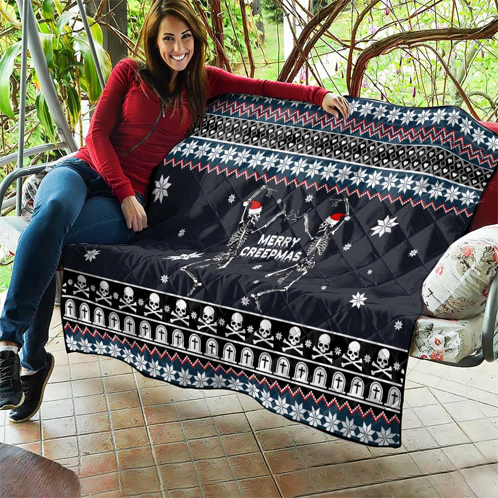 Skeleton Merry Creepmas Christmas Quilt Xmas Holiday Patterns - Wonder Print Shop