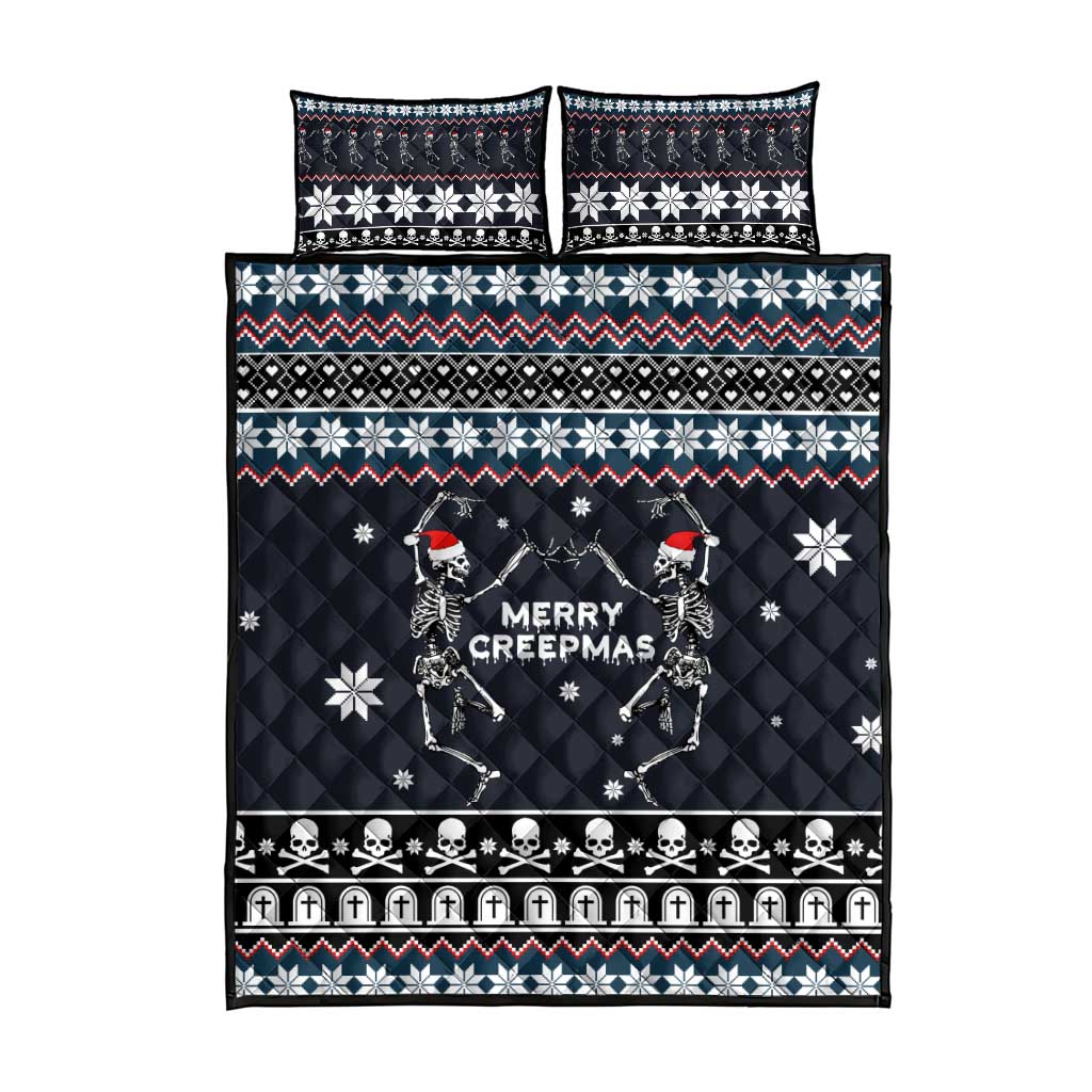 Skeleton Merry Creepmas Christmas Quilt Bed Set Xmas Holiday Patterns - Wonder Print Shop