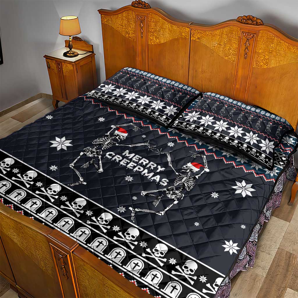Skeleton Merry Creepmas Christmas Quilt Bed Set Xmas Holiday Patterns - Wonder Print Shop