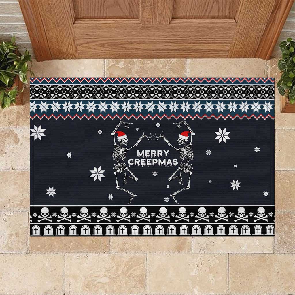 Skeleton Merry Creepmas Christmas Rubber Doormat Xmas Holiday Patterns - Wonder Print Shop