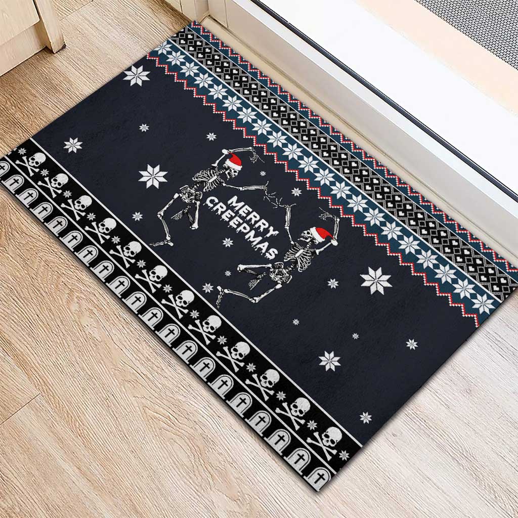 Skeleton Merry Creepmas Christmas Rubber Doormat Xmas Holiday Patterns - Wonder Print Shop