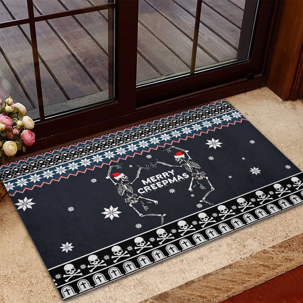 Skeleton Merry Creepmas Christmas Rubber Doormat Xmas Holiday Patterns - Wonder Print Shop