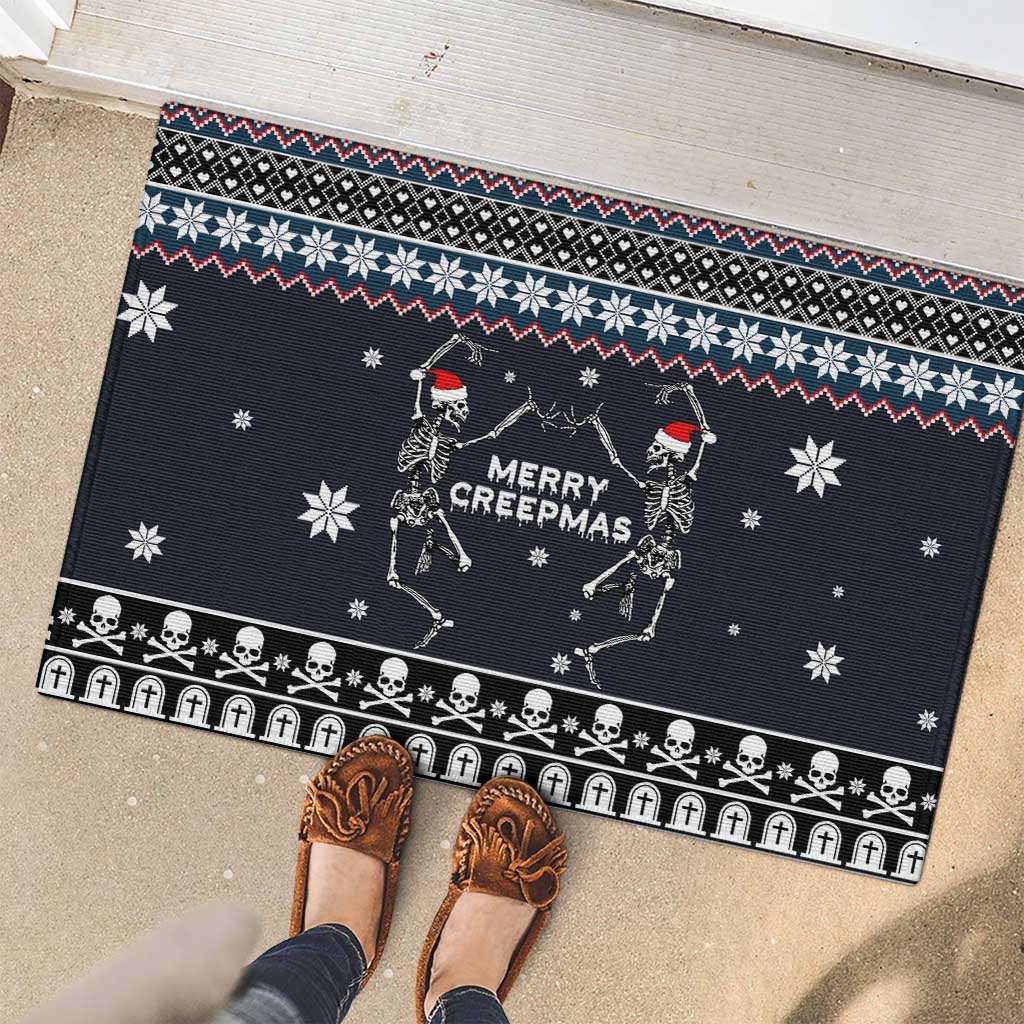 Skeleton Merry Creepmas Christmas Rubber Doormat Xmas Holiday Patterns - Wonder Print Shop