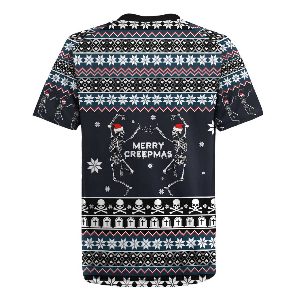 Skeleton Merry Creepmas Christmas Rugby Jersey Xmas Holiday Patterns - Wonder Print Shop