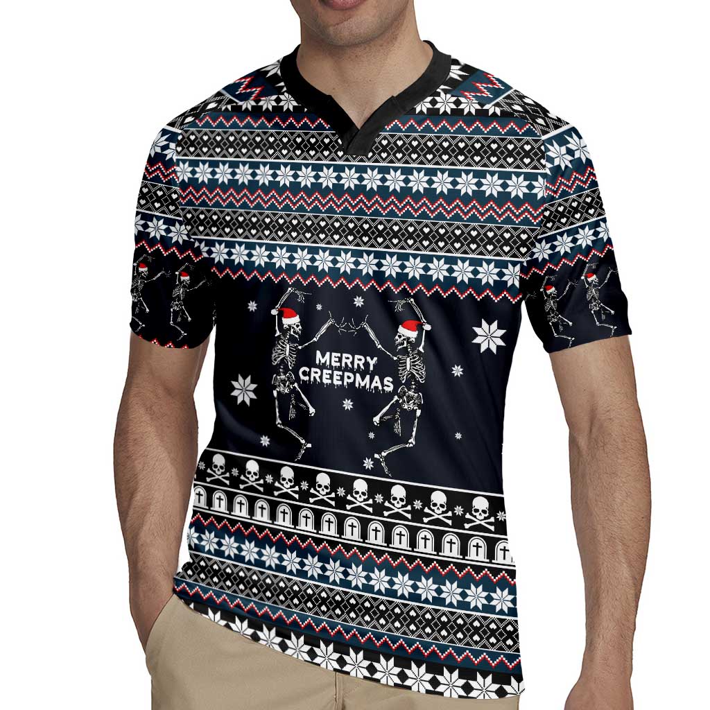 Skeleton Merry Creepmas Christmas Rugby Jersey Xmas Holiday Patterns - Wonder Print Shop