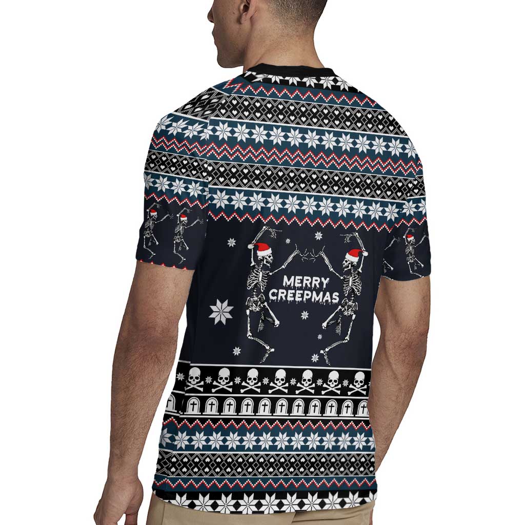 Skeleton Merry Creepmas Christmas Rugby Jersey Xmas Holiday Patterns - Wonder Print Shop