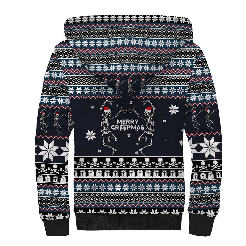 Skeleton Merry Creepmas Christmas Sherpa Hoodie Xmas Holiday Patterns - Wonder Print Shop
