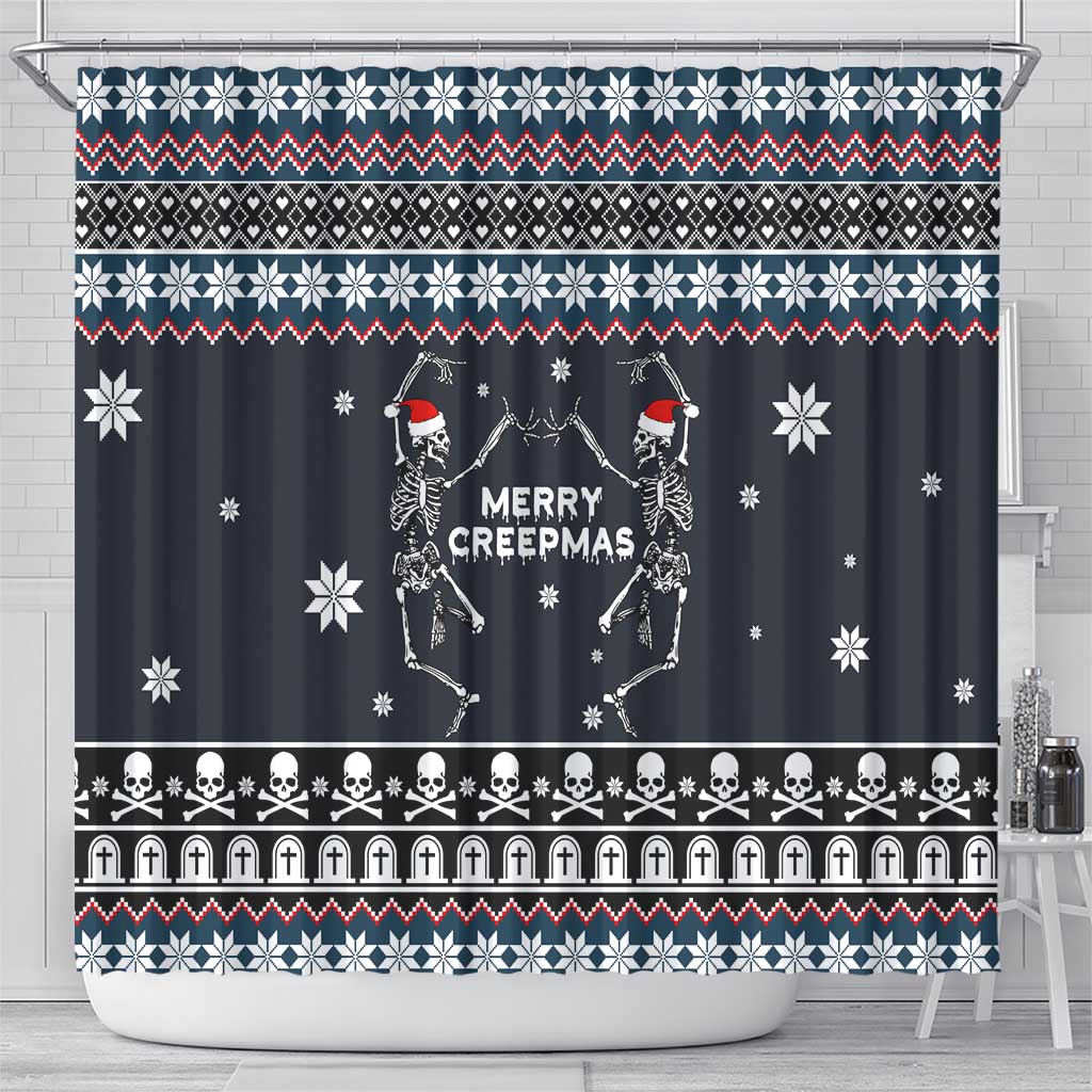 Skeleton Merry Creepmas Christmas Shower Curtain Xmas Holiday Patterns - Wonder Print Shop
