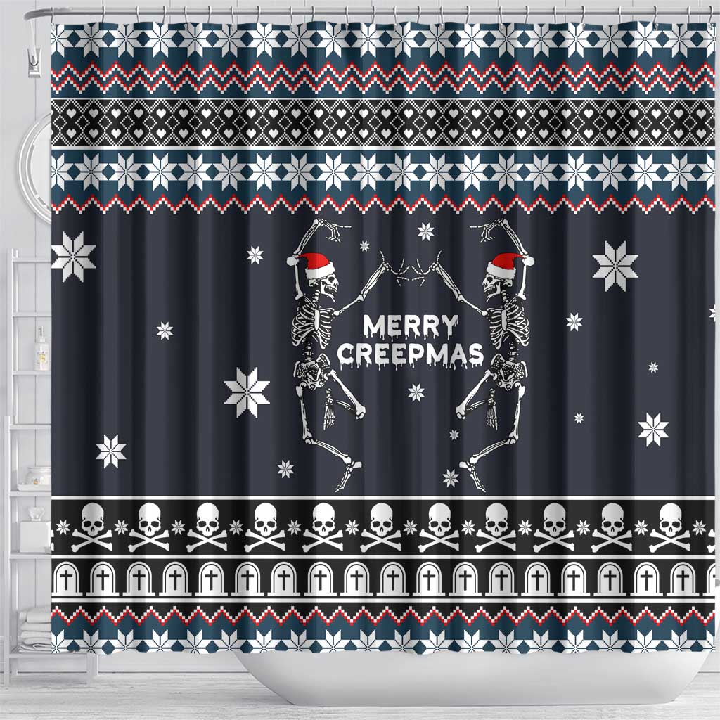 Skeleton Merry Creepmas Christmas Shower Curtain Xmas Holiday Patterns - Wonder Print Shop