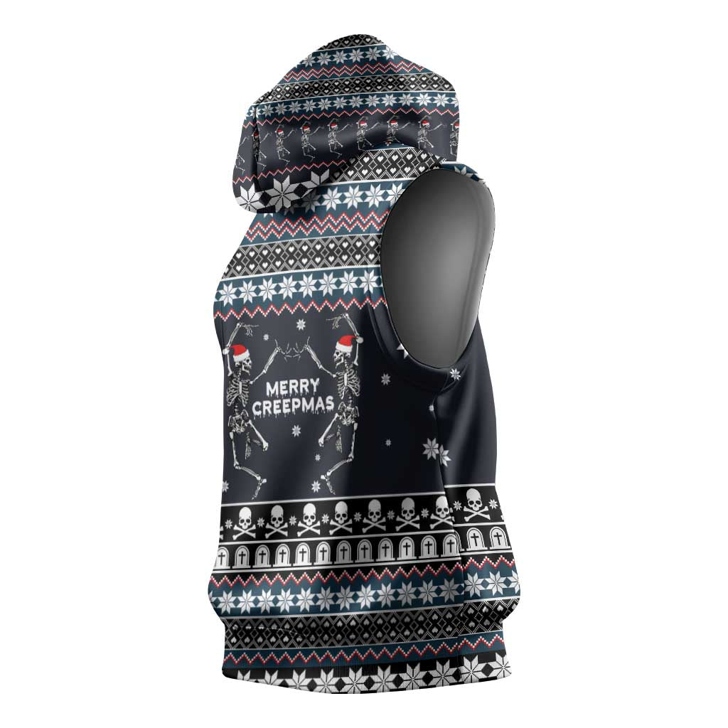 Skeleton Merry Creepmas Christmas Sleeveless Hoodie Xmas Holiday Patterns - Wonder Print Shop