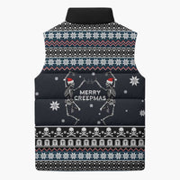 Skeleton Merry Creepmas Christmas Sleeveless Puffer Jacket Xmas Holiday Patterns - Wonder Print Shop