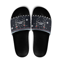 Skeleton Merry Creepmas Christmas Slide Sandals Xmas Holiday Patterns - Wonder Print Shop