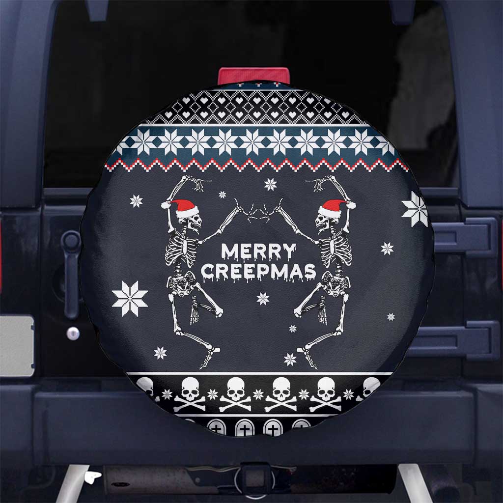 Skeleton Merry Creepmas Christmas Spare Tire Cover Xmas Holiday Patterns - Wonder Print Shop