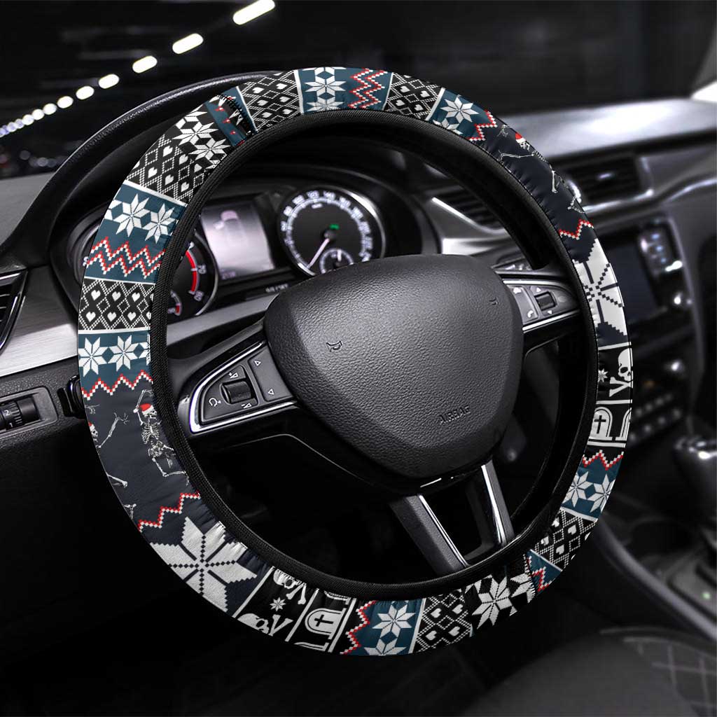 Skeleton Merry Creepmas Christmas Steering Wheel Cover Xmas Holiday Patterns - Wonder Print Shop