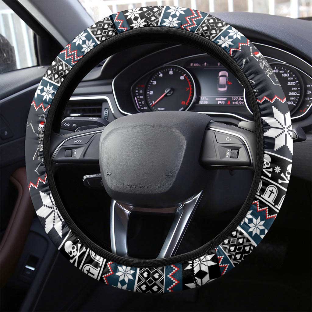 Skeleton Merry Creepmas Christmas Steering Wheel Cover Xmas Holiday Patterns - Wonder Print Shop