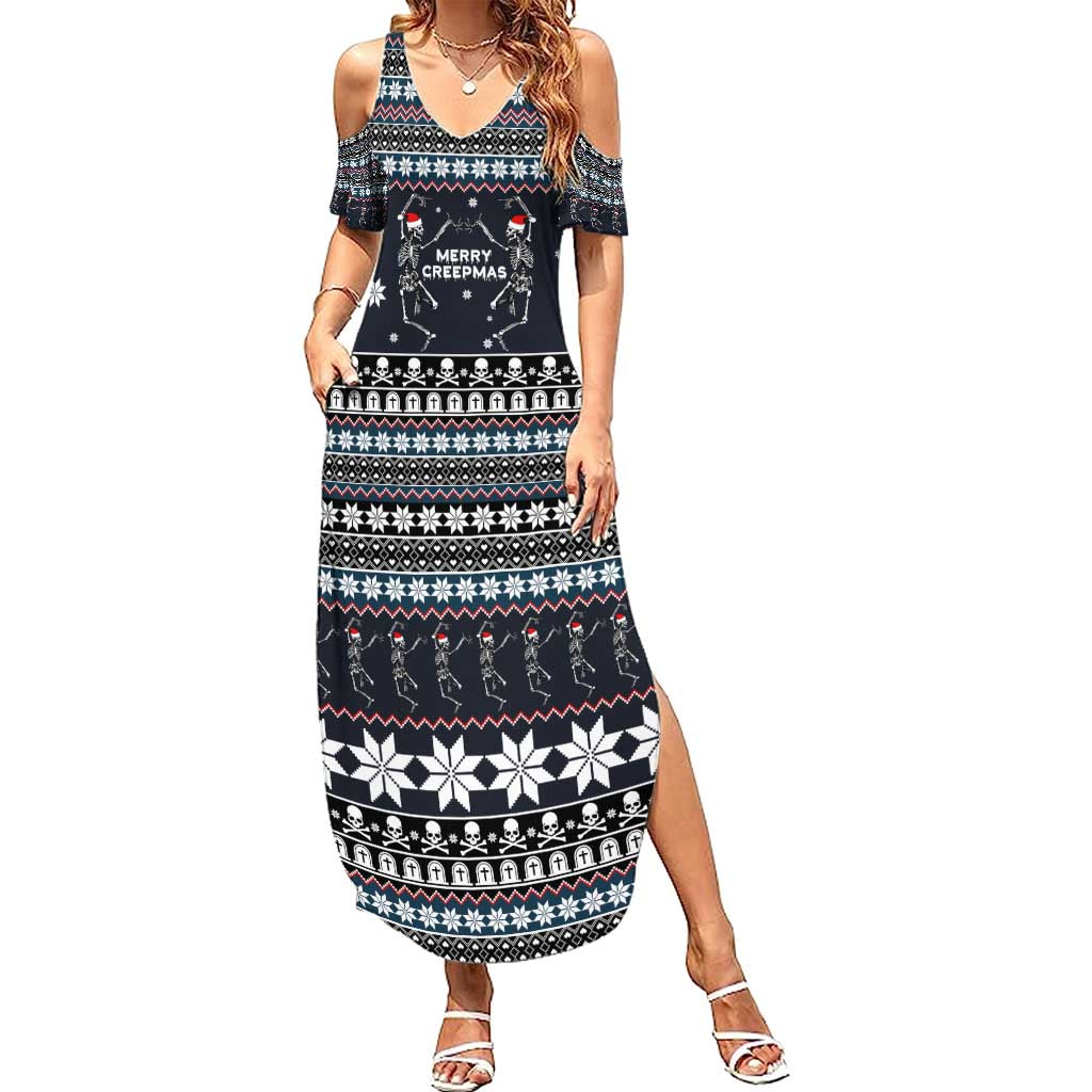 Skeleton Merry Creepmas Christmas Summer Maxi Dress Xmas Holiday Patterns - Wonder Print Shop