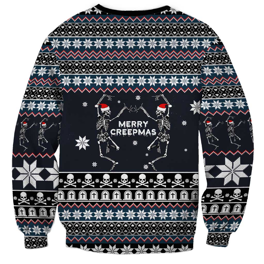 Skeleton Merry Creepmas Christmas Sweatshirt Xmas Holiday Patterns - Wonder Print Shop