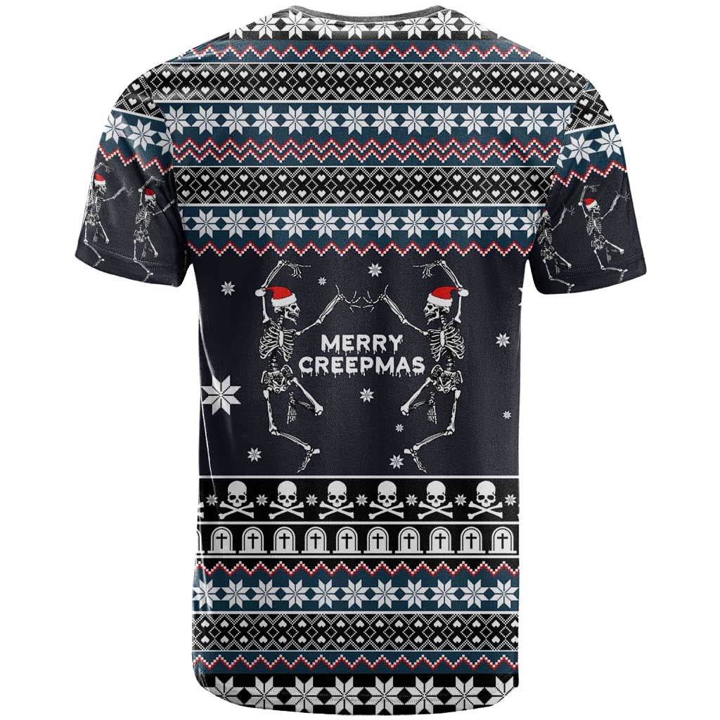 Skeleton Merry Creepmas Christmas T Shirt Xmas Holiday Patterns - Wonder Print Shop