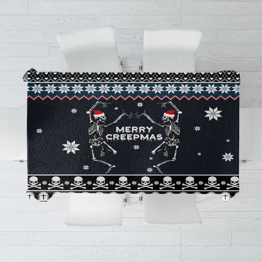 Skeleton Merry Creepmas Christmas Tablecloth Xmas Holiday Patterns - Wonder Print Shop