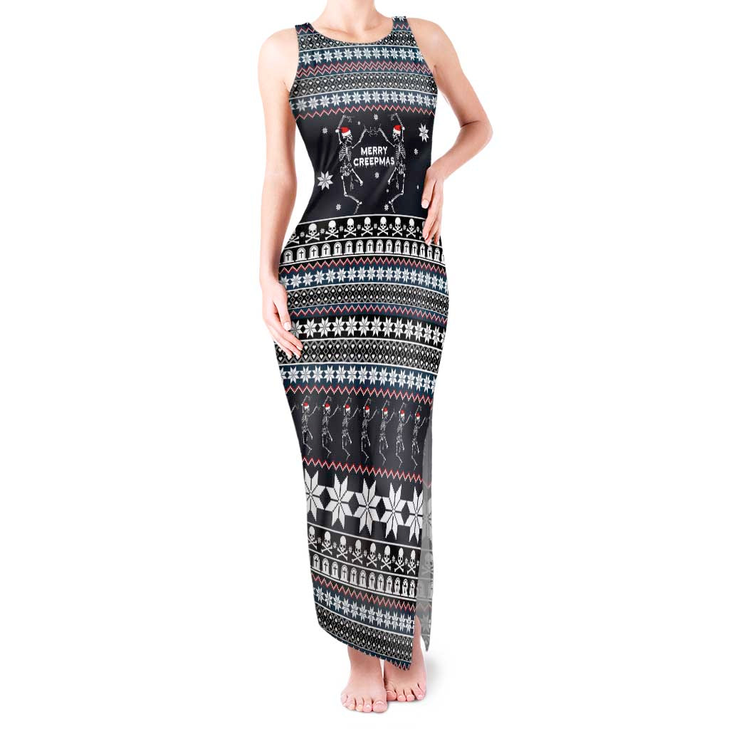 Skeleton Merry Creepmas Christmas Tank Maxi Dress Xmas Holiday Patterns - Wonder Print Shop