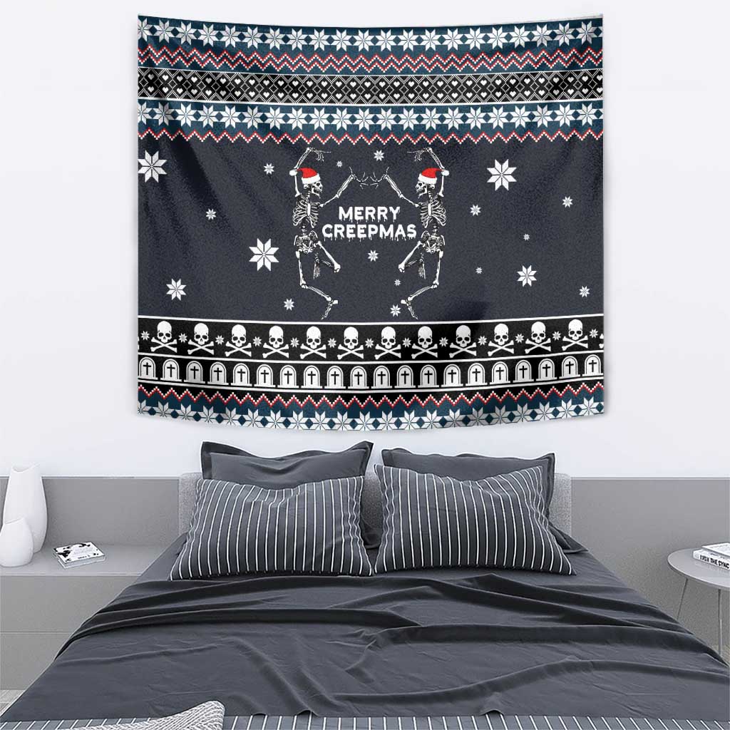 Skeleton Merry Creepmas Christmas Tapestry Xmas Holiday Patterns - Wonder Print Shop