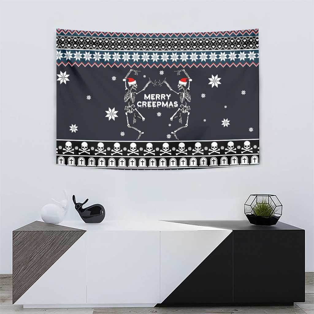 Skeleton Merry Creepmas Christmas Tapestry Xmas Holiday Patterns - Wonder Print Shop