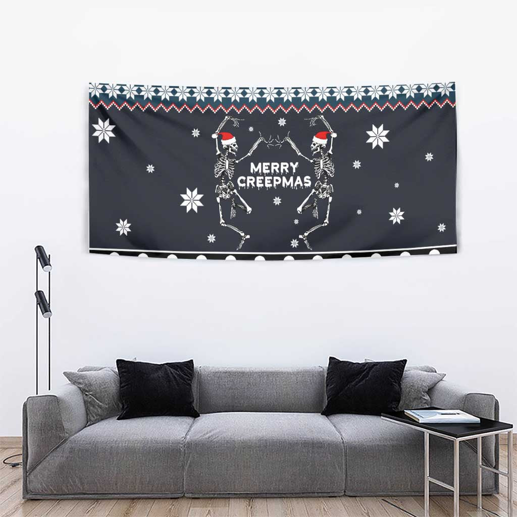Skeleton Merry Creepmas Christmas Tapestry Xmas Holiday Patterns - Wonder Print Shop