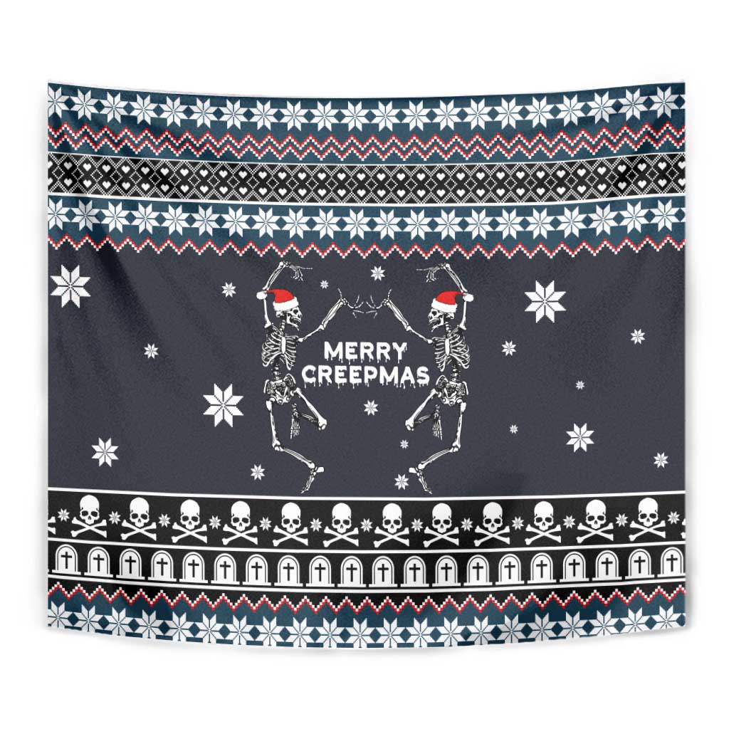 Skeleton Merry Creepmas Christmas Tapestry Xmas Holiday Patterns - Wonder Print Shop