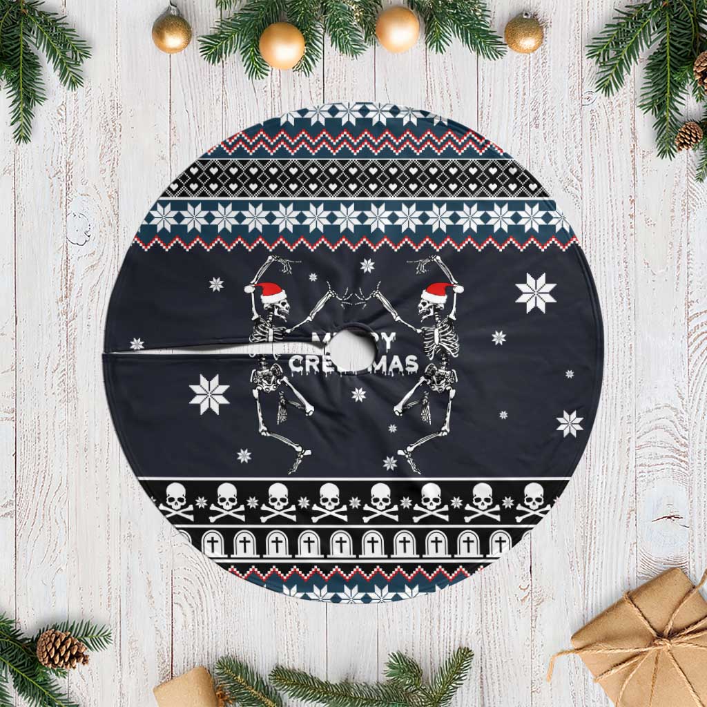 Skeleton Merry Creepmas Christmas Tree Skirt Xmas Holiday Patterns - Wonder Print Shop