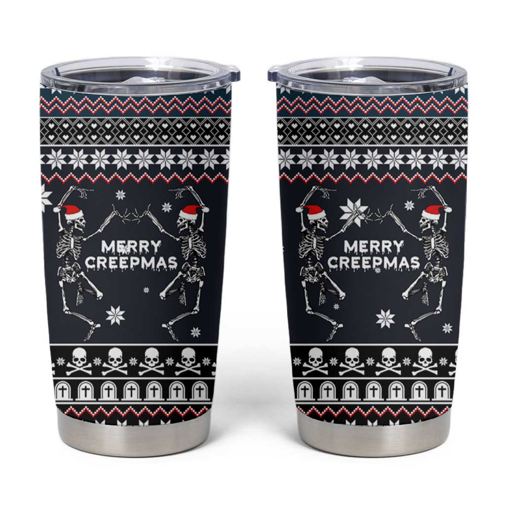 Skeleton Merry Creepmas Christmas Tumbler Cup Xmas Holiday Patterns - Wonder Print Shop