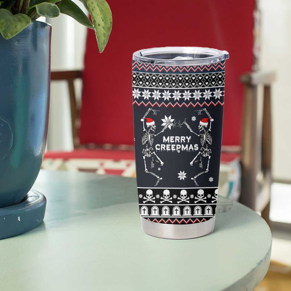 Skeleton Merry Creepmas Christmas Tumbler Cup Xmas Holiday Patterns - Wonder Print Shop