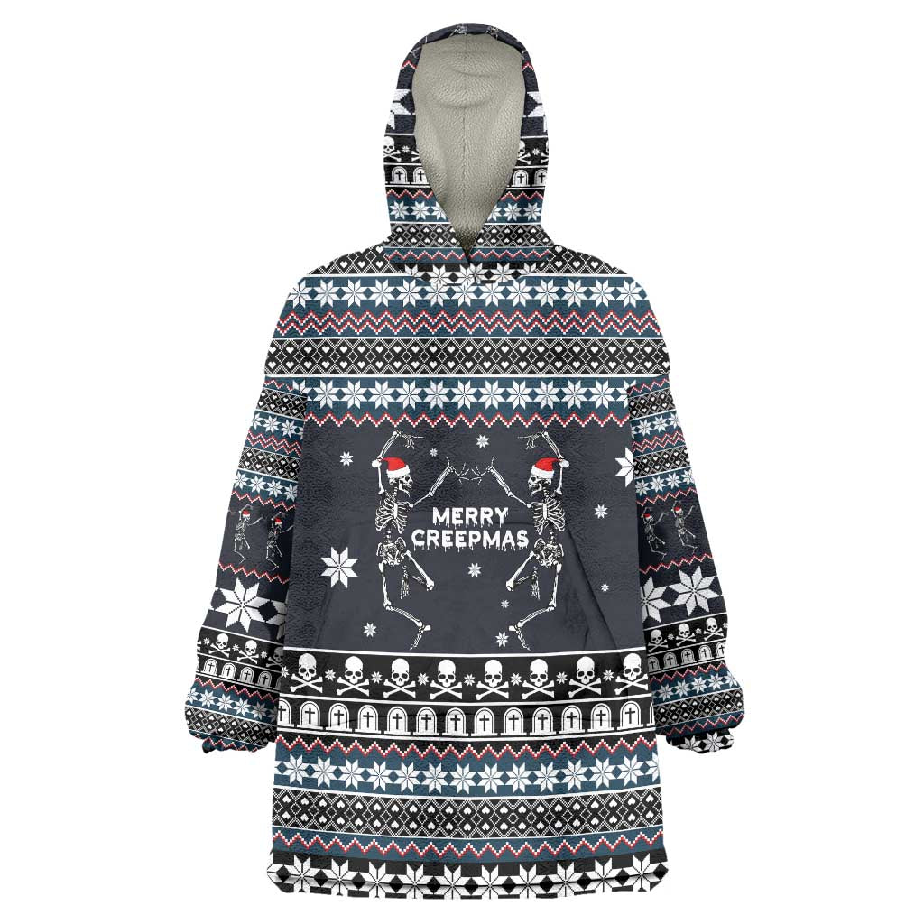 Skeleton Merry Creepmas Christmas Wearable Blanket Hoodie Xmas Holiday Patterns - Wonder Print Shop