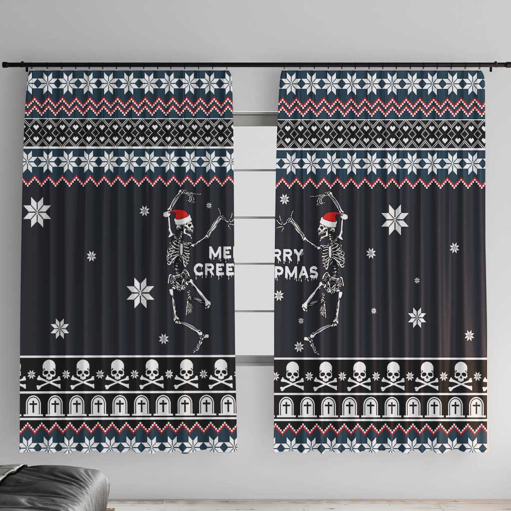 Skeleton Merry Creepmas Christmas Window Curtain Xmas Holiday Patterns - Wonder Print Shop