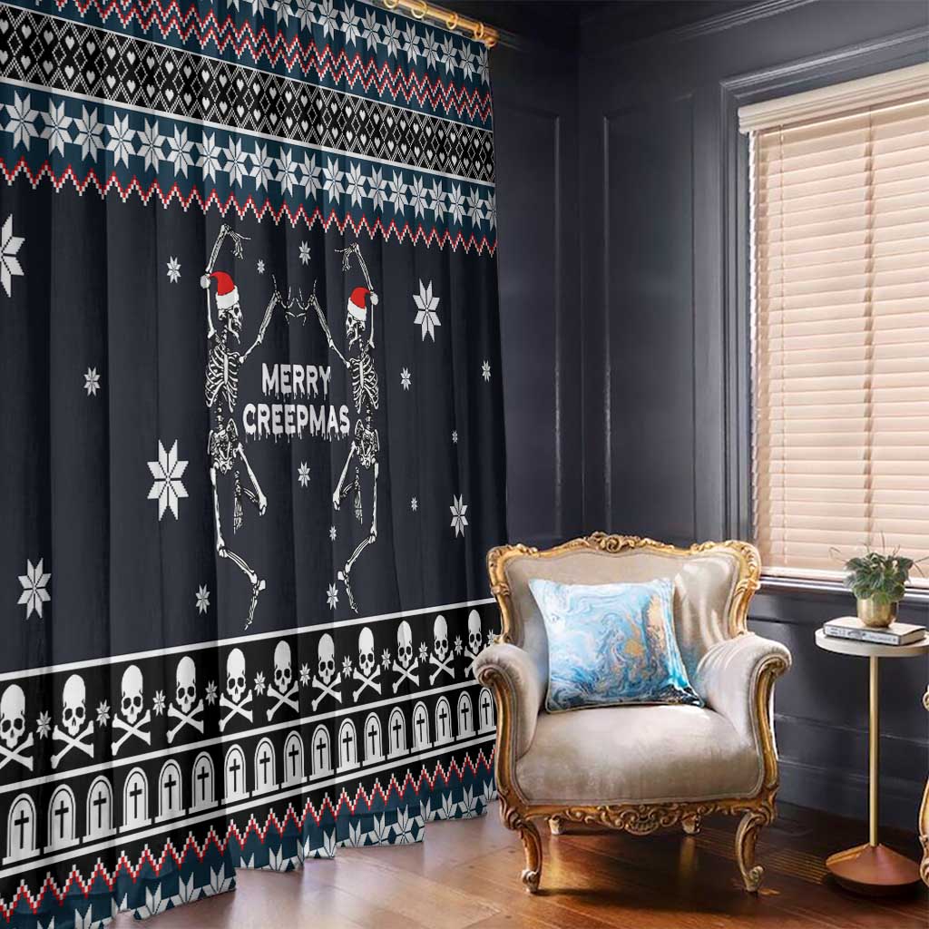 Skeleton Merry Creepmas Christmas Window Curtain Xmas Holiday Patterns - Wonder Print Shop