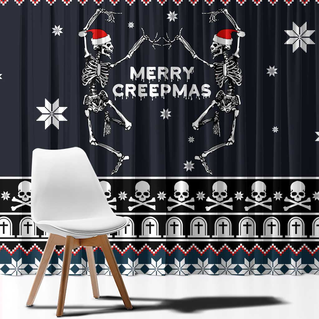 Skeleton Merry Creepmas Christmas Window Curtain Xmas Holiday Patterns - Wonder Print Shop